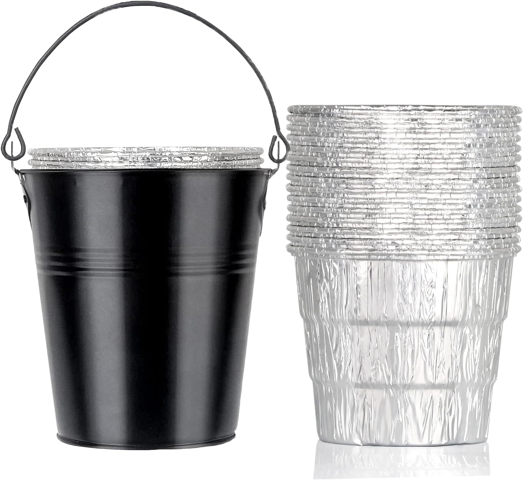 Grease Bucket for Traeger Pit Boss Camp Chef Oklahoma Joe Rec Tec Pitboss Replacement Pail w/ 20pcs Foil Drip Tray Liners Smoker Catcher Pellet Grill Accessories