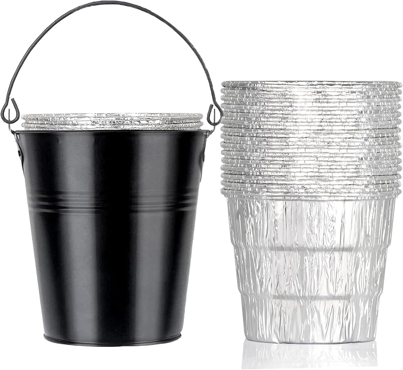 Cubo de grasa para Traeger Pit Boss Oklahoma Rec Tec Louisiana Piezas de repuesto para ahumadores Cubo de metal 20 piezas Revestimientos de bandeja de goteo Contenedor colector de aceite Accesorios para parrilla de pellets