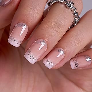 Curvlife Press On Nails Stick On Nails Medium Square French diamond Fake Nails Design Acrylic Stick On Nails Tips Glue On Nails For Women