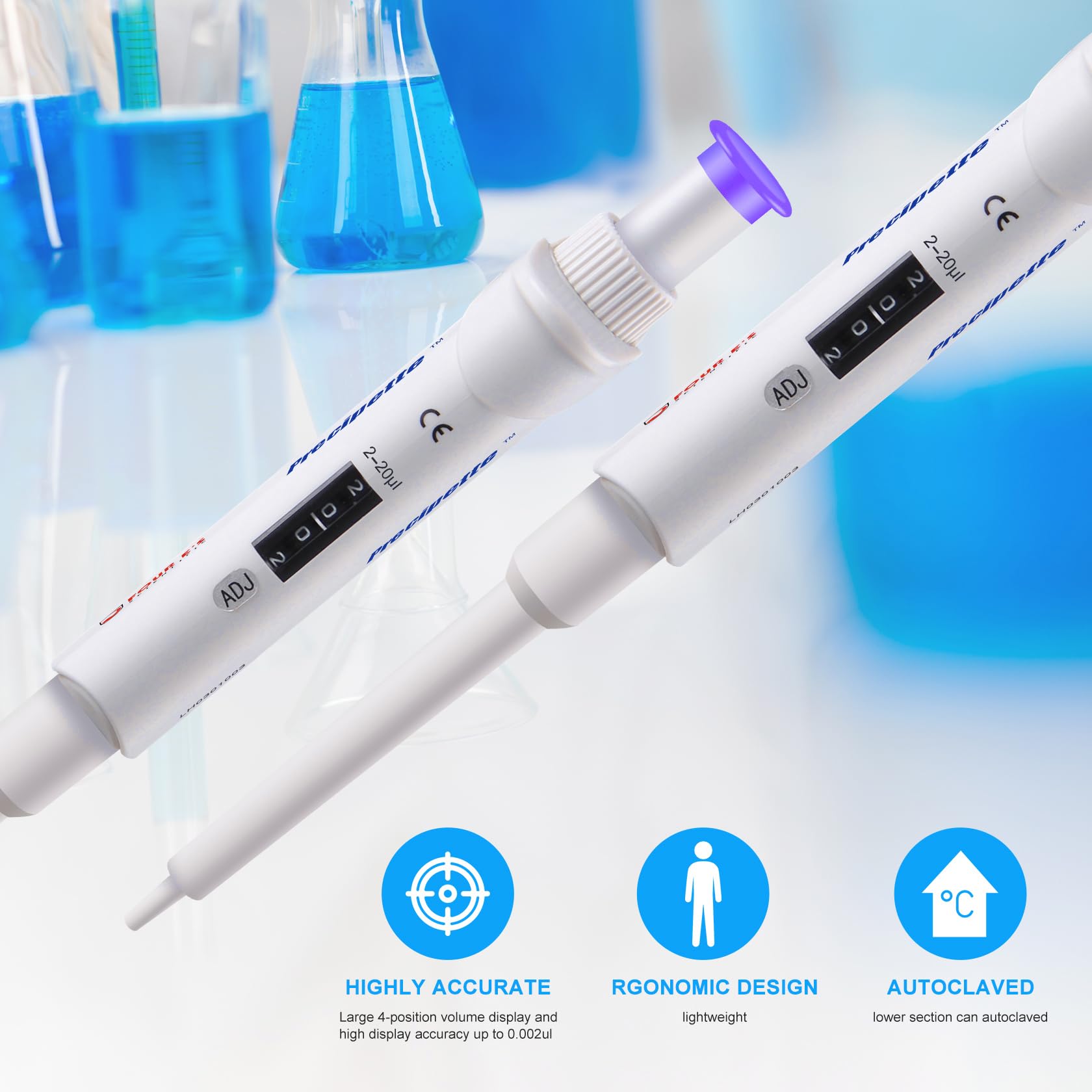 Micropipetta ad alta precisione da 0,5-10 μl, pipetta a canale singolo volume regolabile, pipettatore liquido manuale per scuola scientifica di laboratorio
