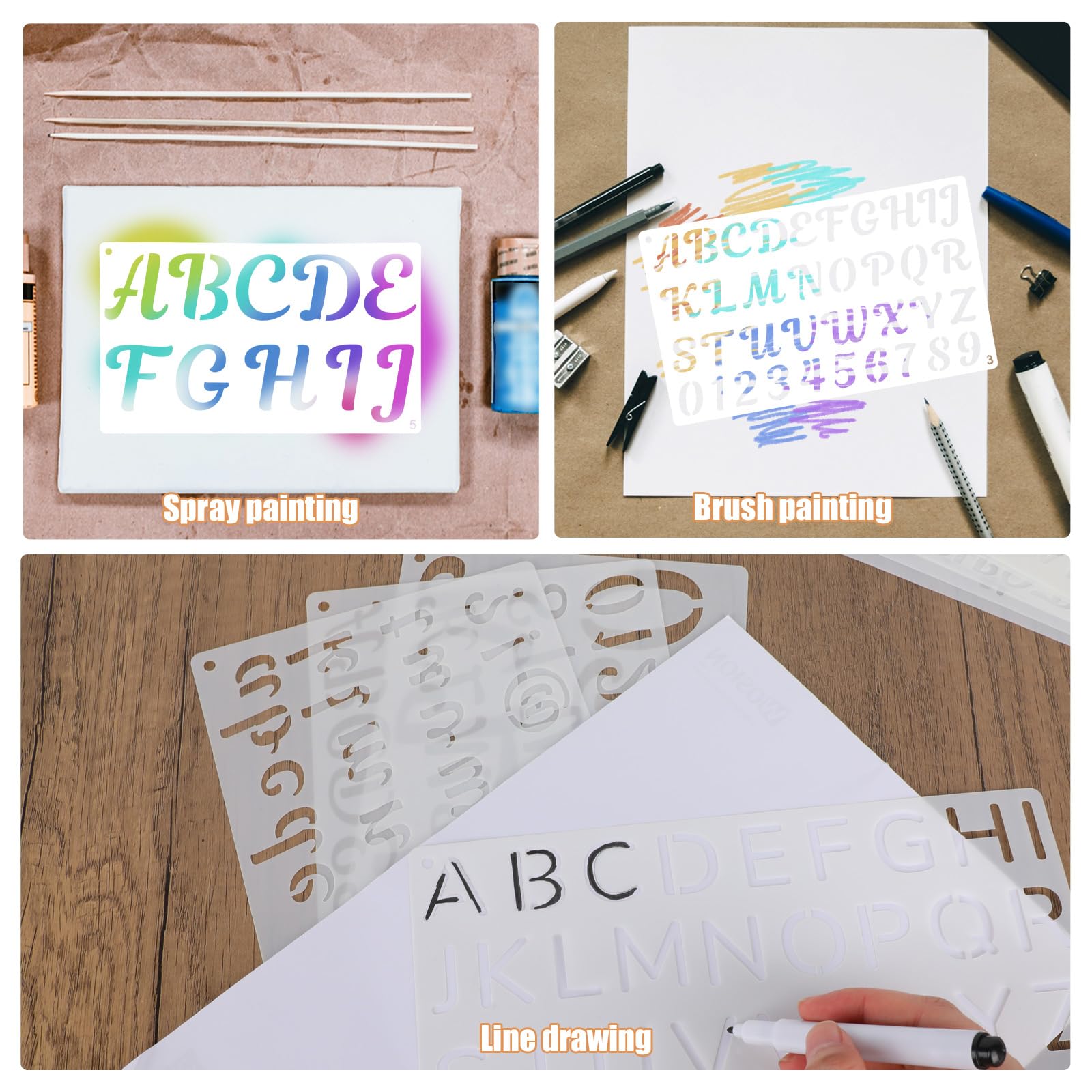 14pz Stencil di Lettere, 1/2 3/4 1 2 Pollici Stencil Riutilizzabili con Alfabeto e Numeri Pratici Materiali per la Pittura Adatti per Progetti Artistici e Fai da Te
