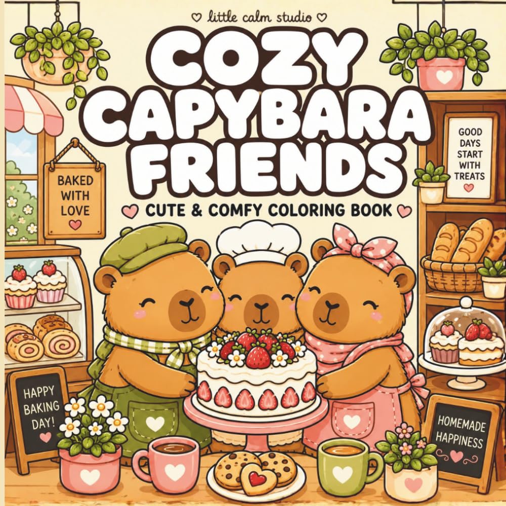 Cozy Capybara Friends: A Cute and Cozy Coloring Book Filled with Adorable Capybaras, Friendship Adventures, Relaxing Scenes, and Heartwarming Moments