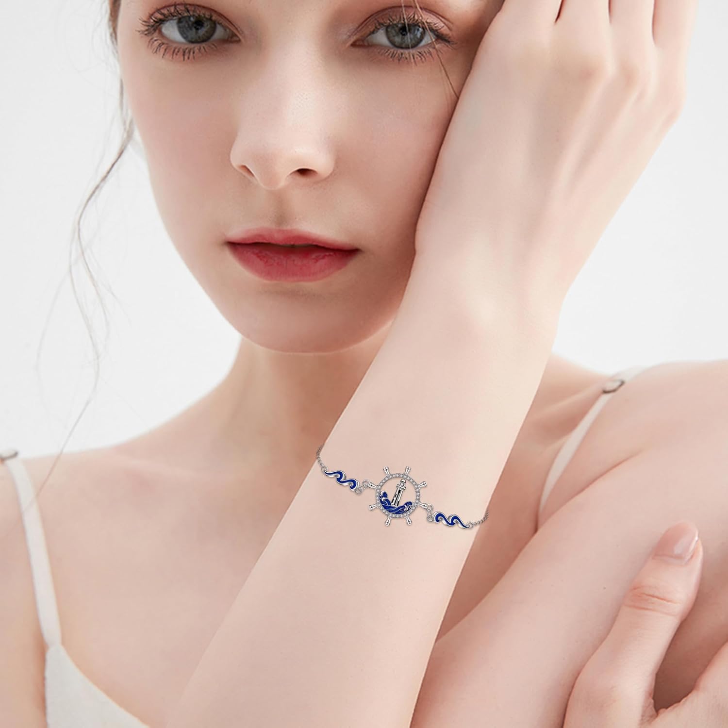 URONE Lighthouse Bracelet for Women 925 Sterling Silver Compass Rudder Bracelet Lighthouse Jewelry Gift for Mother Lover - Image 2