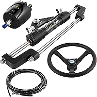 Vista 11 de VEVOR Hydraulic Outboard Steering Kit, 90/150/300HP Helm Pump Marine Boat Hydraulic Steering System, 13.5 inch Steering Wheel with 10–26 ft