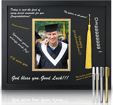 Lineshading 12 x 15 Inch Graduation Signature Board Picture Frame with Tassel Holder 5 x 7 Inch Mat Gold Tassel 4 Pens Graduation Frame Square Graduation Photo Frame for Party Display Centerpiece