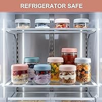 Vista 6 de CATIFLIN Paquete de 6 recipientes de avena durante la noche con tapas, tarros de vidrio Mason de 16 onzas y 10 onzas, recipientes herméticos