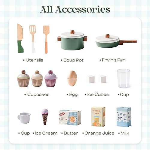 Miniatura 9 de ROBOTIME Juego de cocina con nevera de juguete, horno de juguete, lavadora de juguetes, juego de cocina de madera para niños, juego de cocina de