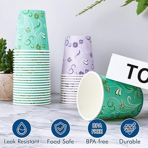 Miniatura 5 de Paquete de 1200 vasos de papel desechables, paquete de 600 tazas de café espresso blanco de 4 onzas y 600 vasos coloridos para enjuague bucal de 5