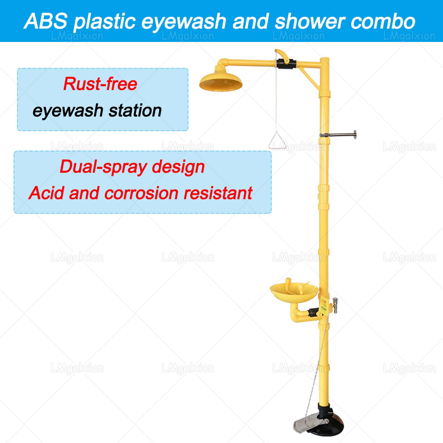 Ducha Industrial Y Lavaojos De Emergencia,Estación Autónoma con Filtro Doble Capa,Activación En 1 Segundo Y Diseño Antihielo con Válvula De Drenaje,con Pedal