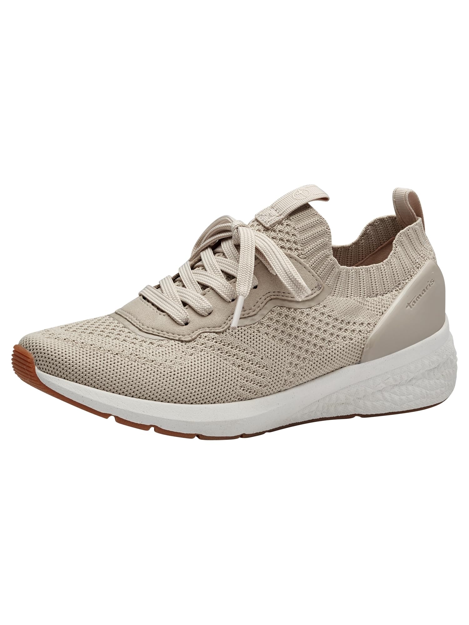 Tamaris Women's Vegan Sporty Lace-Up, Beige, 4 UK