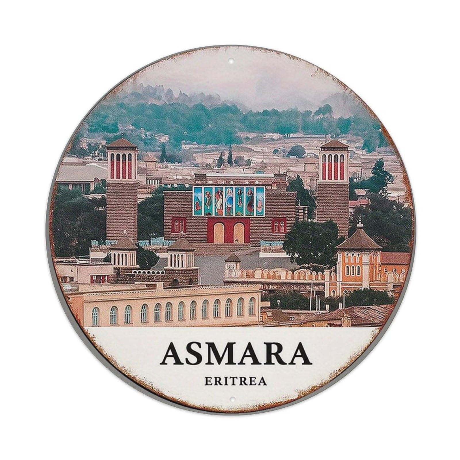 Asmara Cityscape Architecture Metal Tin Sign Plaque