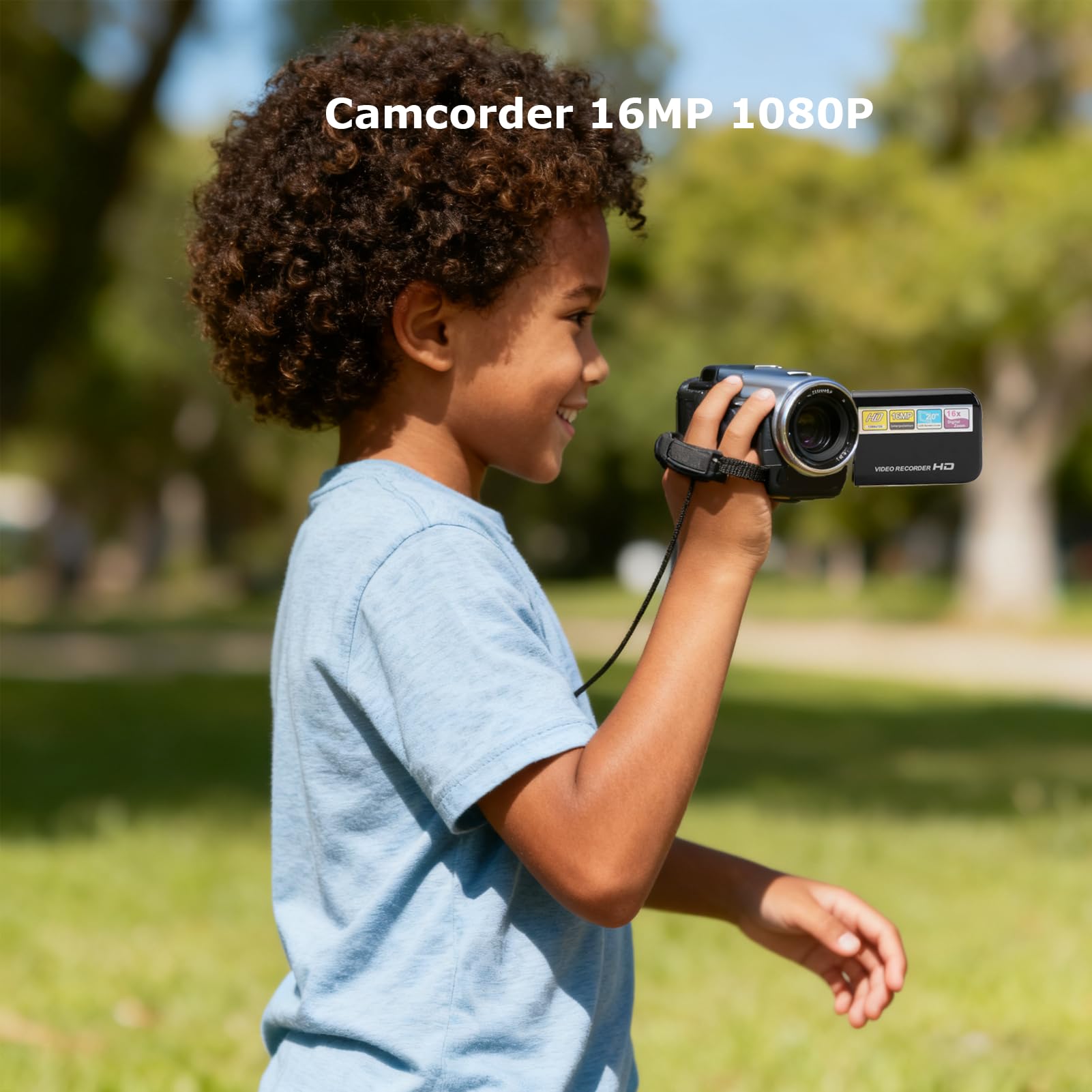 Digitaler Videokamera-Camcorder, 16 MP 1080P-Camcorder-Kamera mit 16-fachem Digitalzoom, 2,0-Zoll-Bildschirm, Batteriebetrieben, für Reise-Vlogging