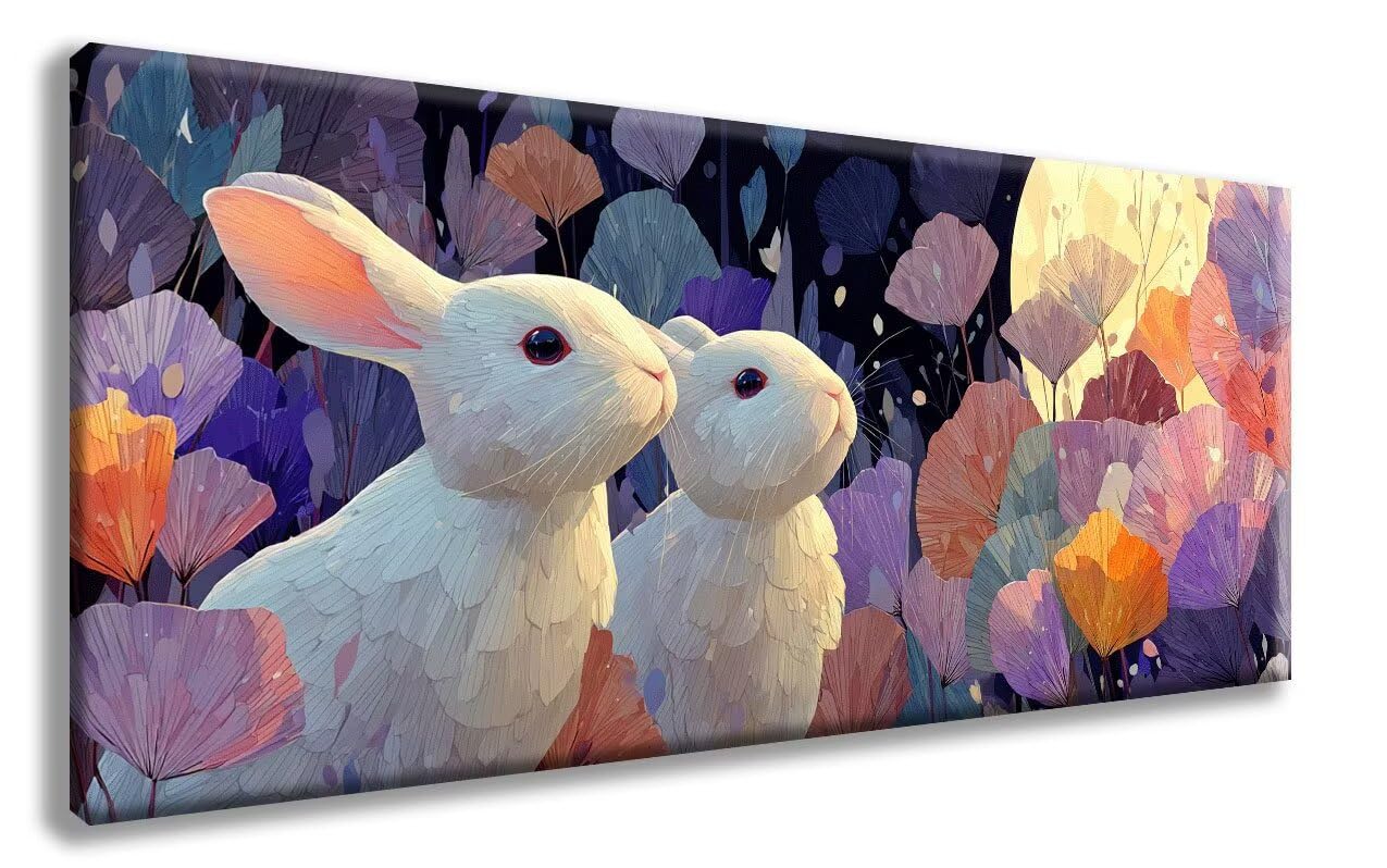 Malarstwo diamentowe z królikiem, zwierzęta, dla dorosłych, duży, XXL (70 x 140 cm), 5D, okrągłe, pełne wiertło, zestaw do majsterkowania, mozaika dla dorosłych, do dekoracji sypialni, zzg25083D