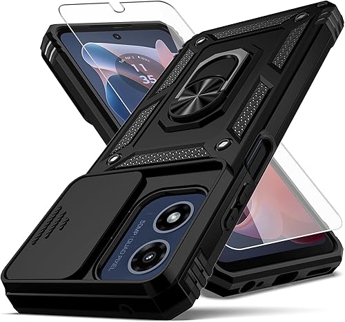 YZOK Funda para Moto G 5G 2024, con Cubierta para Lente de Cámara Protector de Pantalla HD, Grado Militar Soporte de Montaje para Automóvil con
