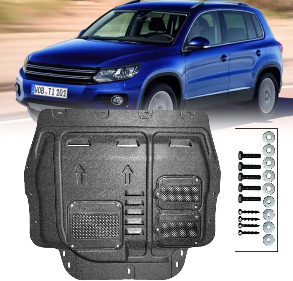 Mud Flaps Engine Guards Fit for VW Tiguan 2009-2017 Front Engine Splash Shield Guards Suitable for Tiguan Under Engine Cover Directly Replace Original One Black