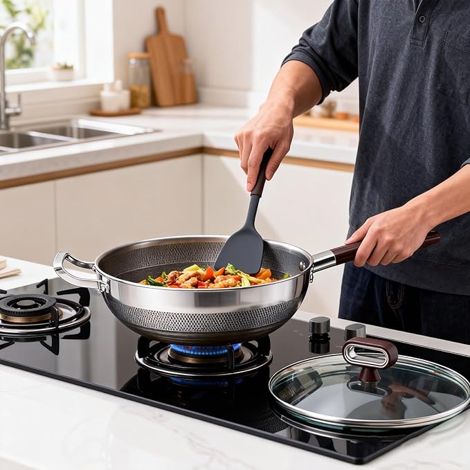 Wok de Titanio con Tapa, 33cm, Antiadherente, Apto Lavavajillas miniatura 2