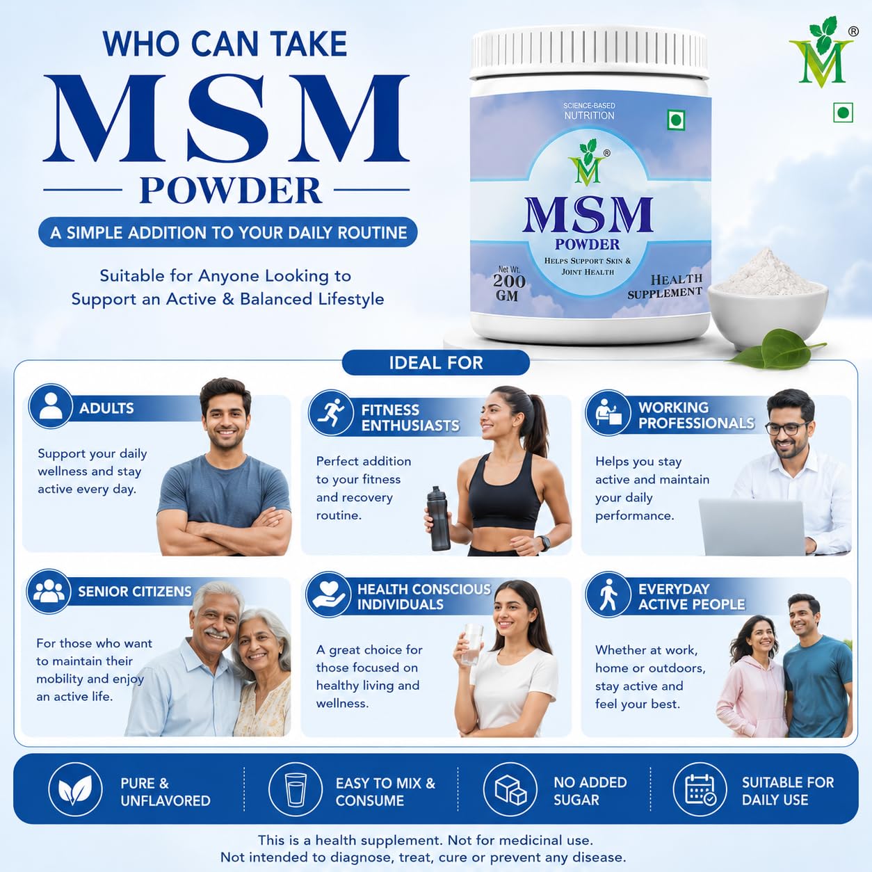 Mint Veda MSM (Methylsulfonylmethane) Powder, 200 Gram, Pack of 1 4