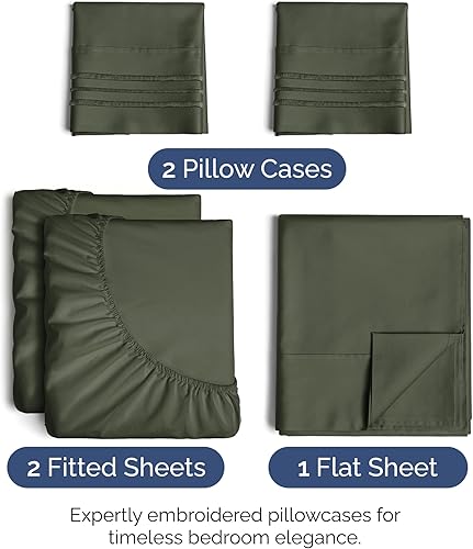 Vista 212 de Juego de sábanas de 4 piezas tamaño king, extrasuaves, transpirables y refrescantes con esquinas profundas, sábanas de fácil ajuste y sin arrugas