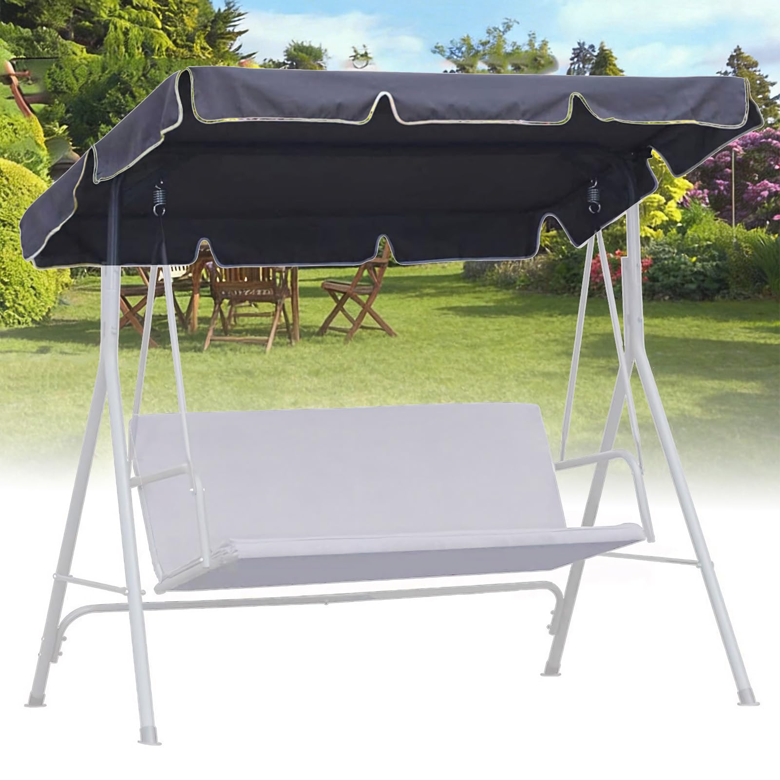 Balancelle de jardin pour adulte - Housse de toit : extérieur indéchirable - Protection UV 420D - Tissu Oxford 420D - Gris - Résistant aux intempéries - Toit de rechange moderne pour balancelle