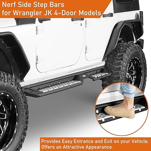 Miniatura 3 de Hooke Road Wrangler JK - Barras para estribo, escalones laterales desplegables de 7.1 pulgadas con almohadilla antideslizante para Jeep Wrangler JK