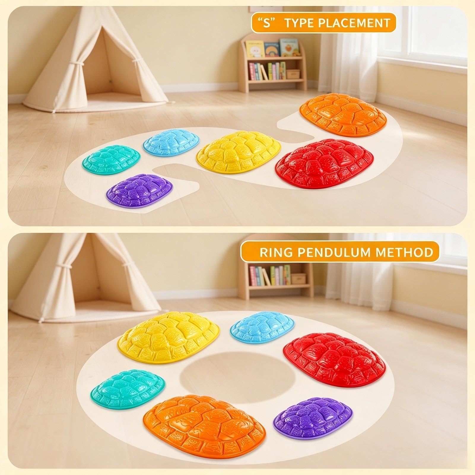 Stepping Stones Sensoriali 6 Pezzi Antiscivolo Impilabili Colorati | Pietre da Esterno per Passi bambini piccoli da 3 a 8 anni, esercizio fisico e concentrazione