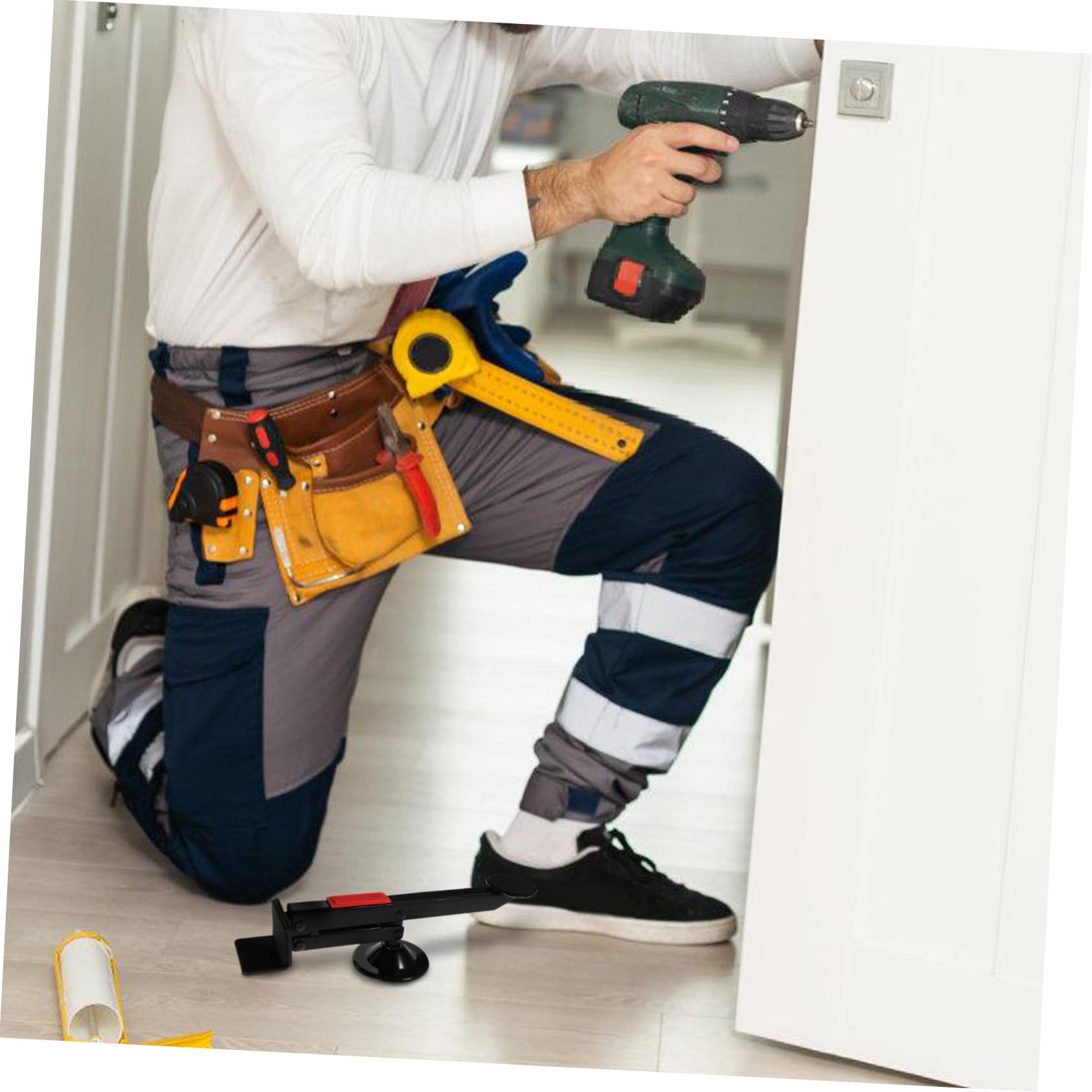 SOLUSTRE Outil D'installation de Porte à Pédale Lève-porte Manuel en Acier Levage Facile de Portes en Bois Outil pour Installation Kit D'outils de Levage Professionnel Usage Professionnel