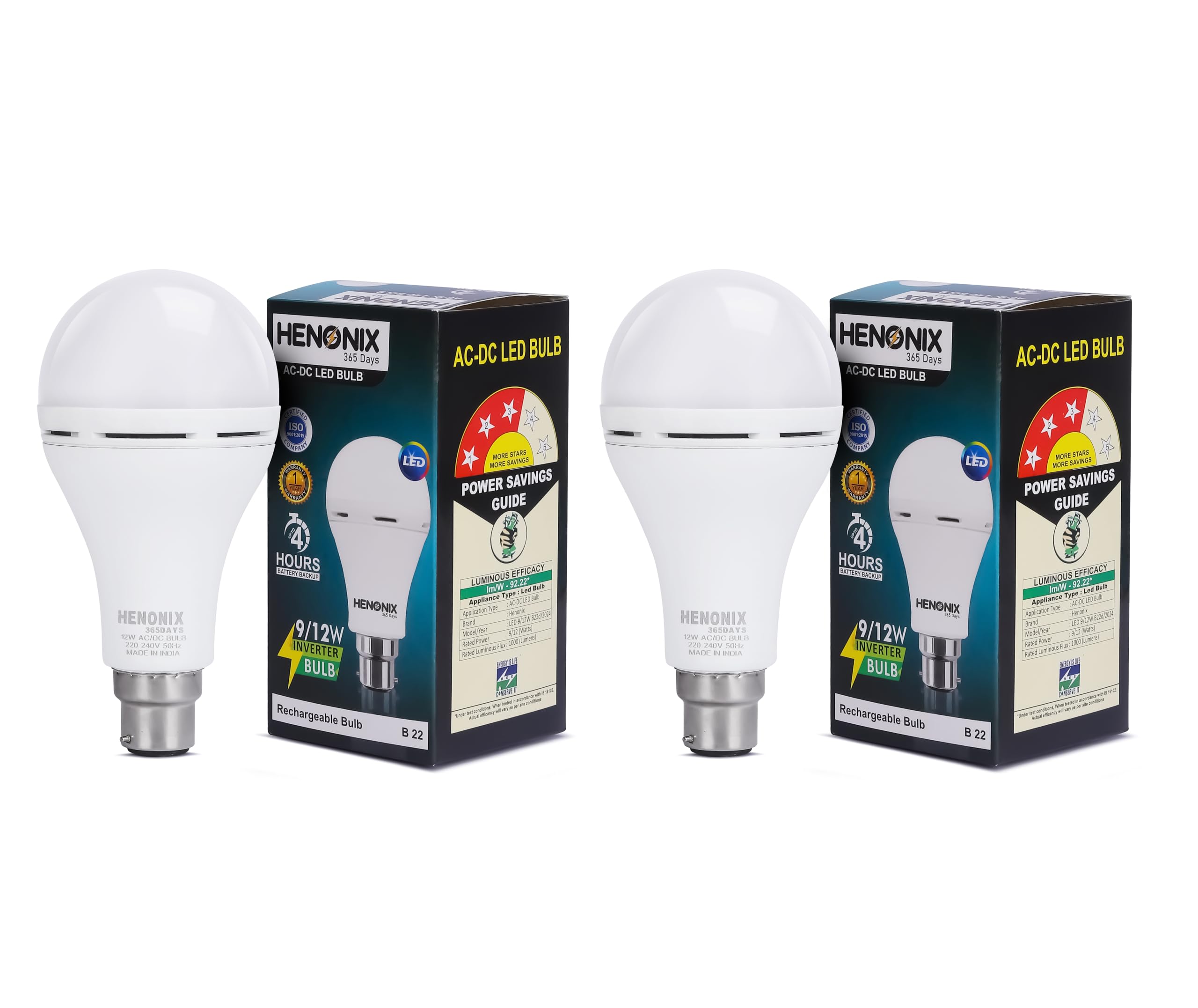 12W B22 6500K Cool Day Light Rechargeable Inverter Emergency Light Led Bulb, Pack Of 2-image-46