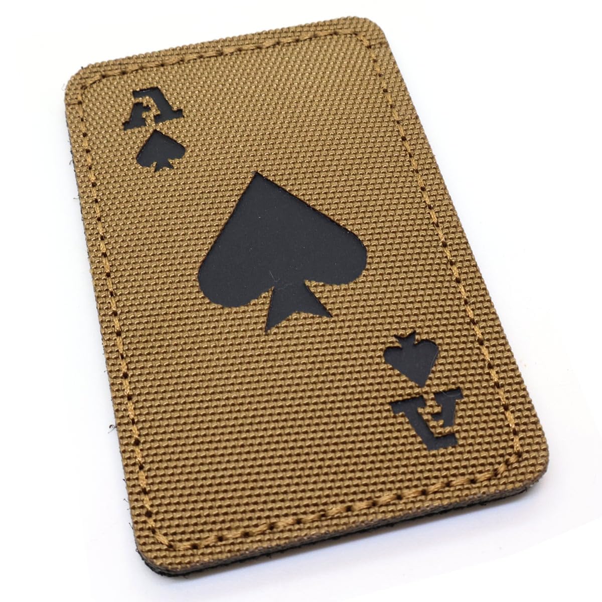 Ace of Spades Reflective Morale Patch Hook and Loop Fabric Playing Card Death Badge 8.1cm x 5.1cm British Forces Airsoft Black, Green, Tan (Tan)