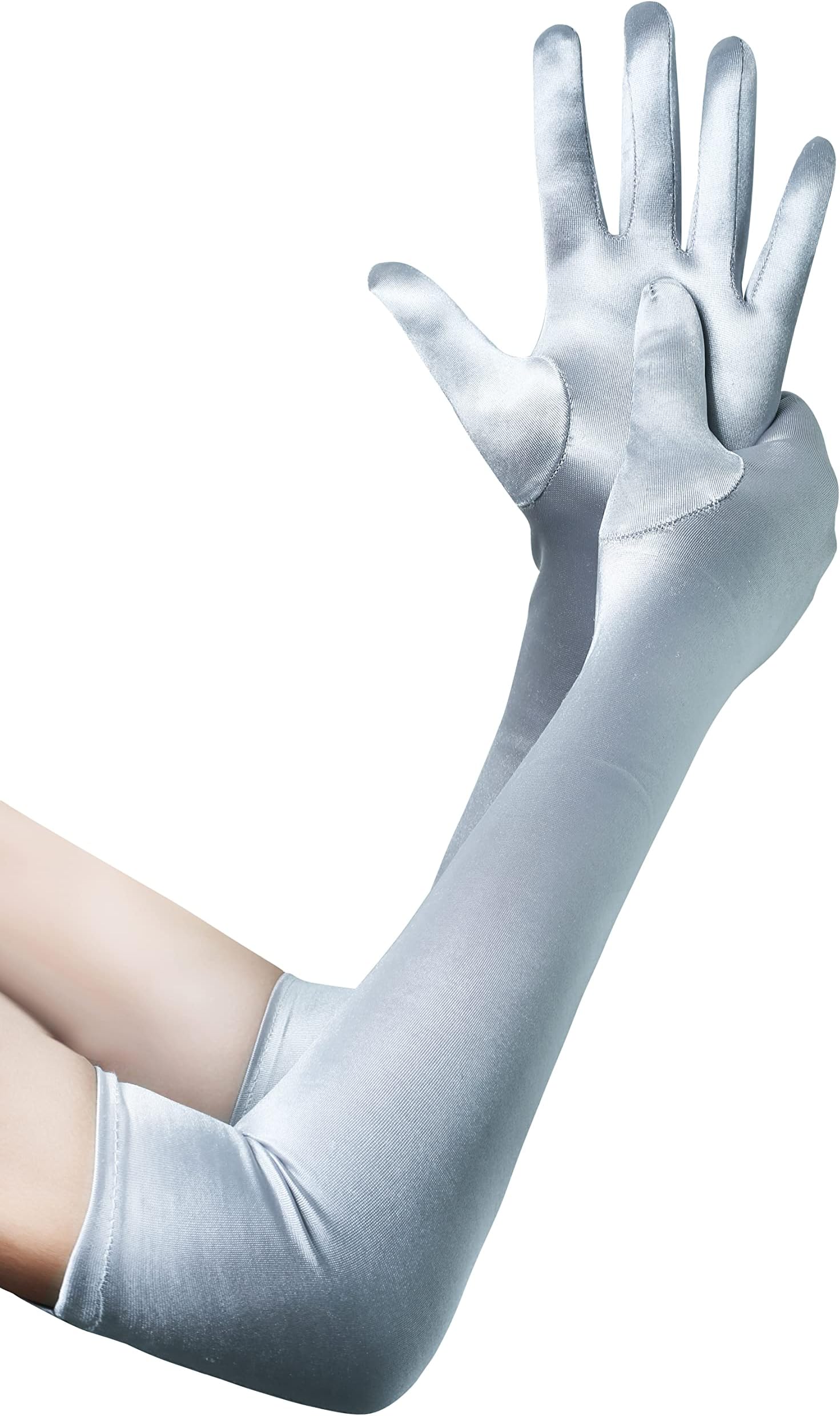 BABEYOND Long Opera Party 1920s Satin Tea Party Gloves Costume Stretchy Adult Size Elbow Length Bridal Gloves