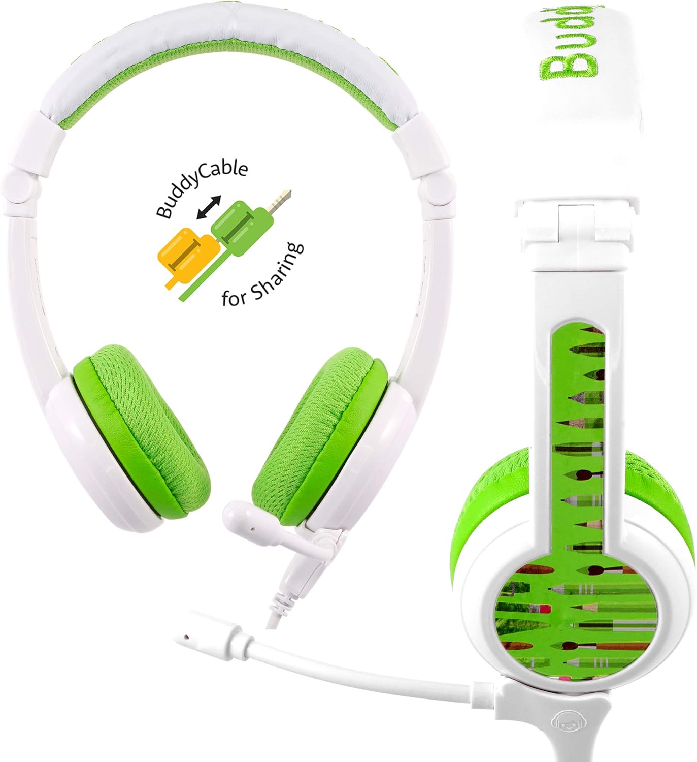 ONANOFF BuddyPhones School+ Safe Audio School Headphones for Kids, High-Performance BeamMic, Detachable BuddyCable, Anti-Allergic Earpad with Carry Bag, Green ONANOFF BuddyPhones School+ Safe Audio School Headphones for Kids, High-Performance BeamMic, Detachable BuddyCable, Anti-Allergic Earpad with Carry Bag, Green