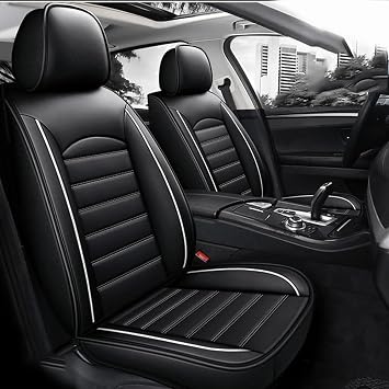 Full Set Car Seat Covers Fit for Mercedes Benz W204 W211 W210 W124 W212 W202 W245 W163, Leather Cars Front Seat Covers Nonslip Interior Accessories,C/Black Beige