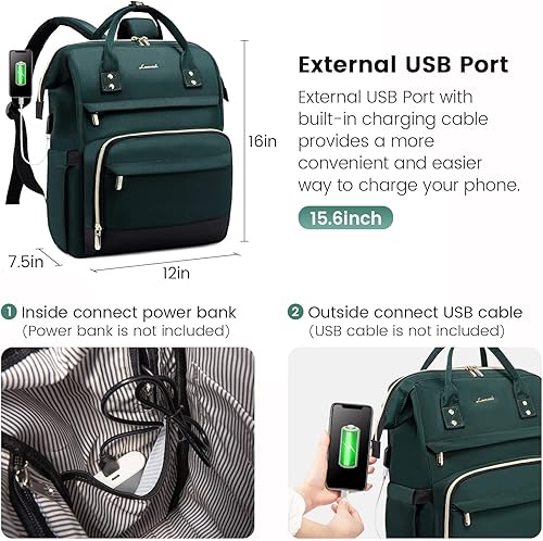 Miniatura 5 de LOVEVOOK Mochila para computadora portátil para mujer, mochila para profesores, bolsa de enfermera, mochila de trabajo para computadora de 15.617