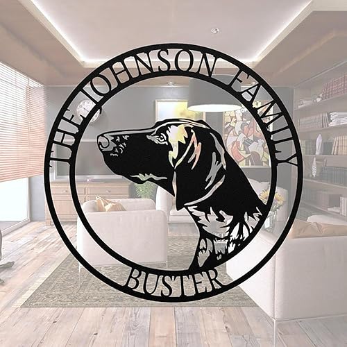 Letrero de metal personalizado con puntero alemán de pelo corto, arte de pared para perro, dirección, nombre de mascota, decoración de casa con luz