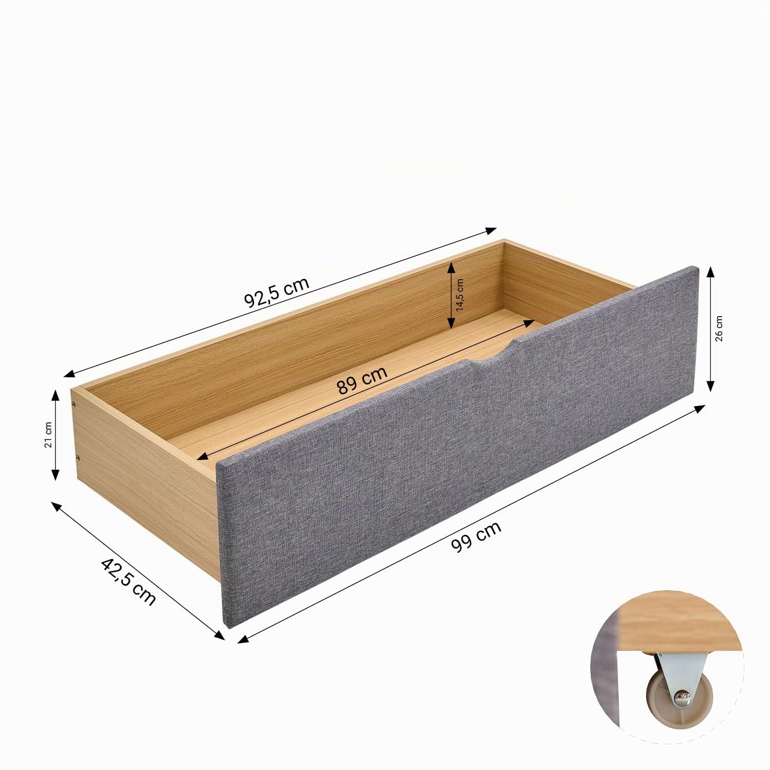 Homestyle4u 2er Set Bettkasten mit Rollen - Grau, Stoff