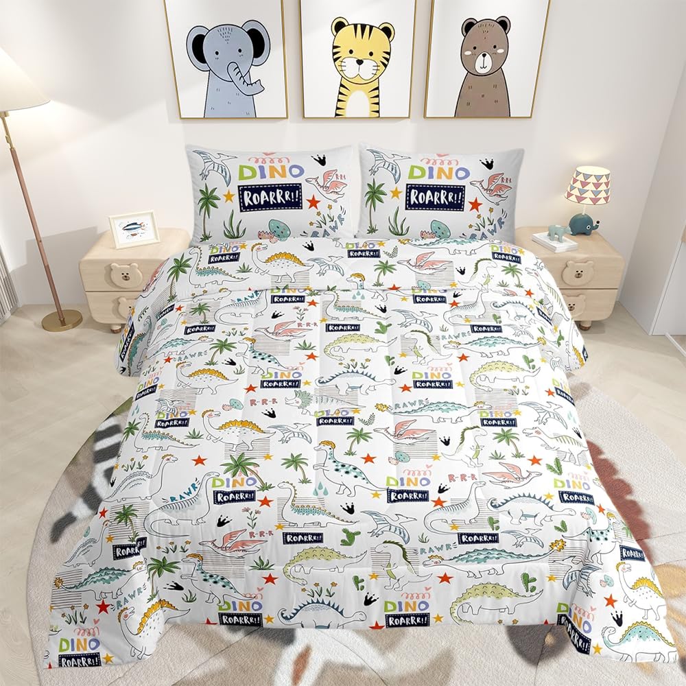 Parure de lit double pour enfants le cadeau idéal pour rêver de dinosaures et de jungle