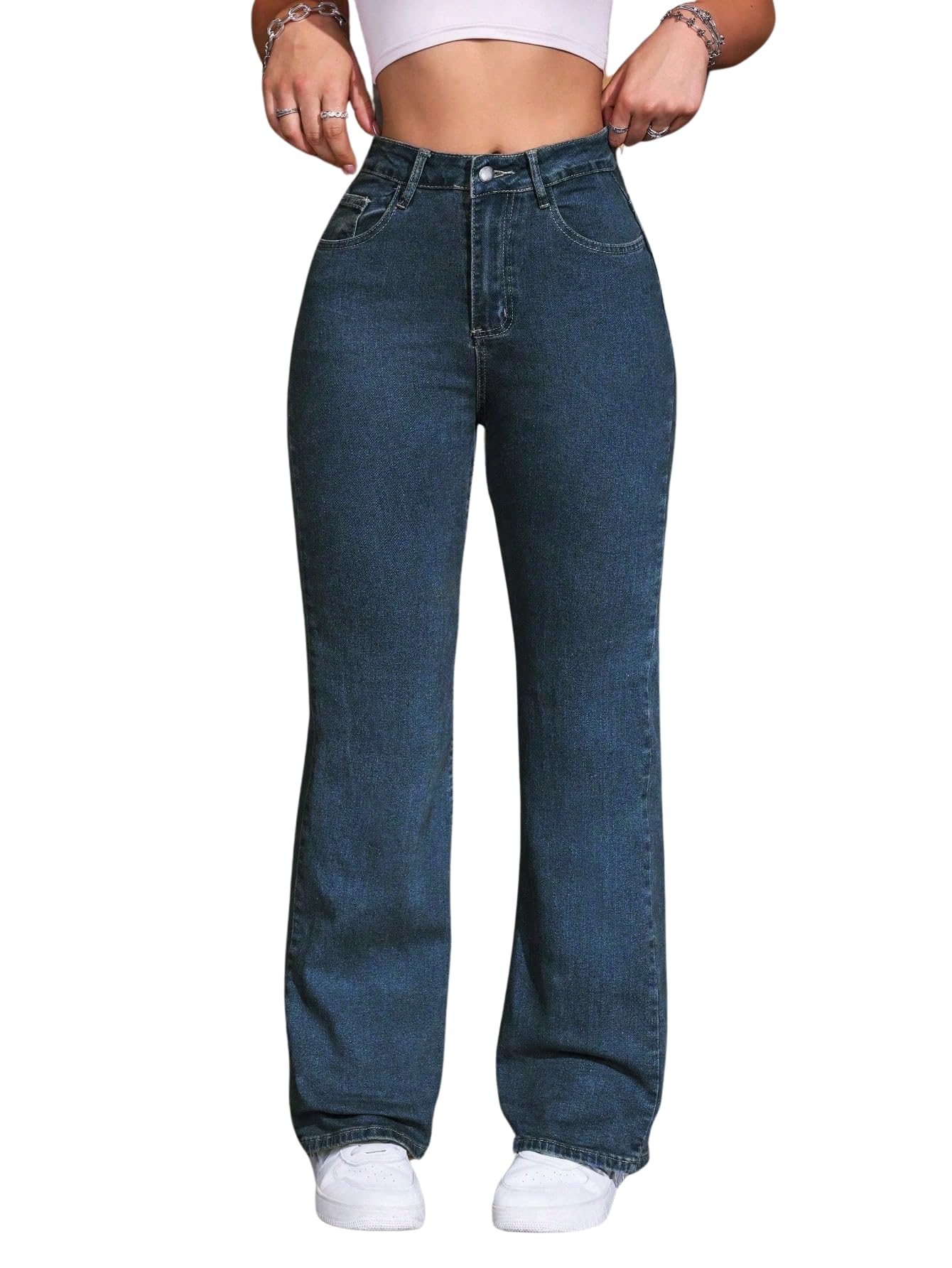 Denim Baggy Jeans for Women | Stretchable High Waist Straight Fit Jeans for Women | High Rise Stretch Denim | Loose Fit Plus Size Denim (Sizes - 24 to 44) WJ2-1205S9-$