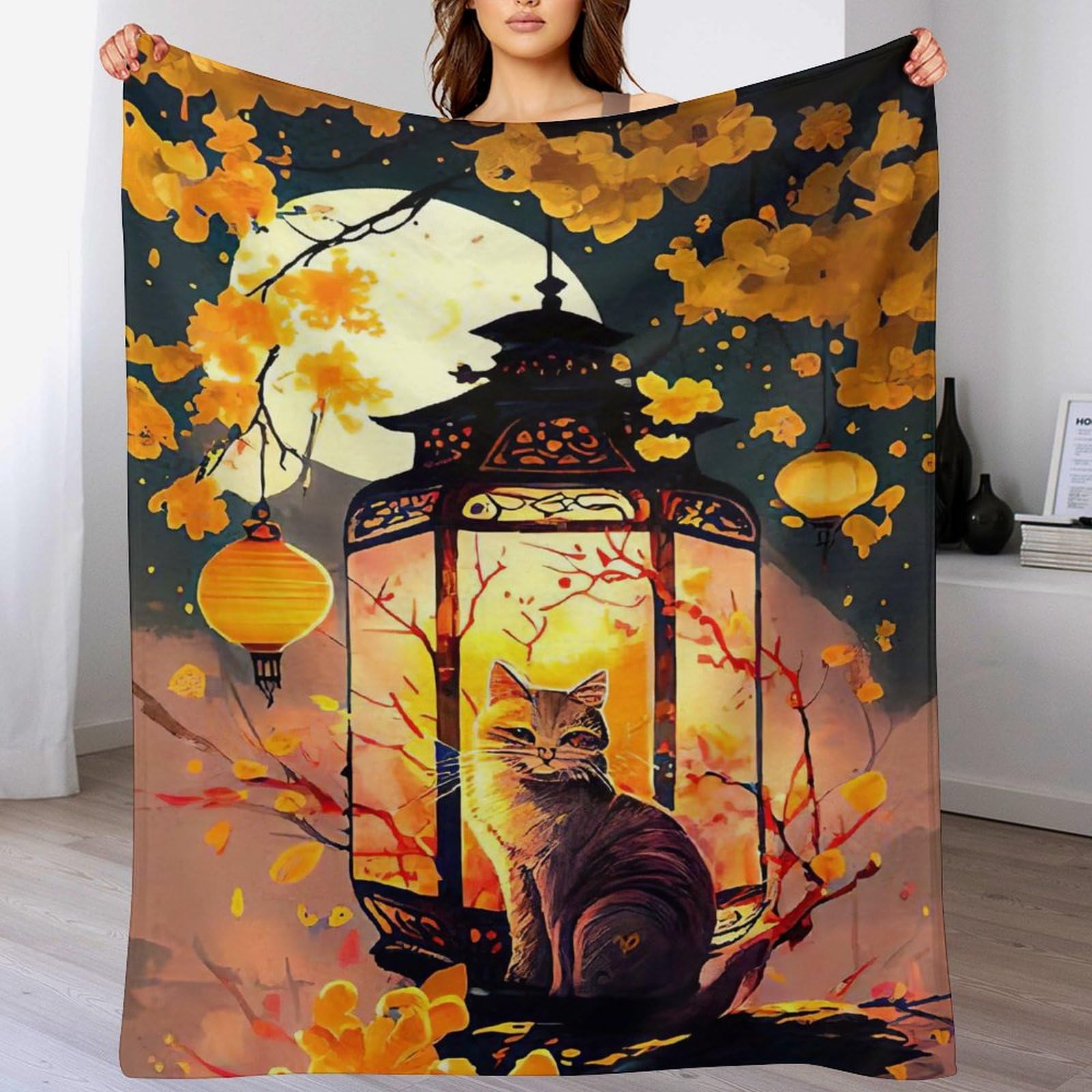 Couverture chat en flannel premium, plaid doux et chaud de grande taille 180x200cm