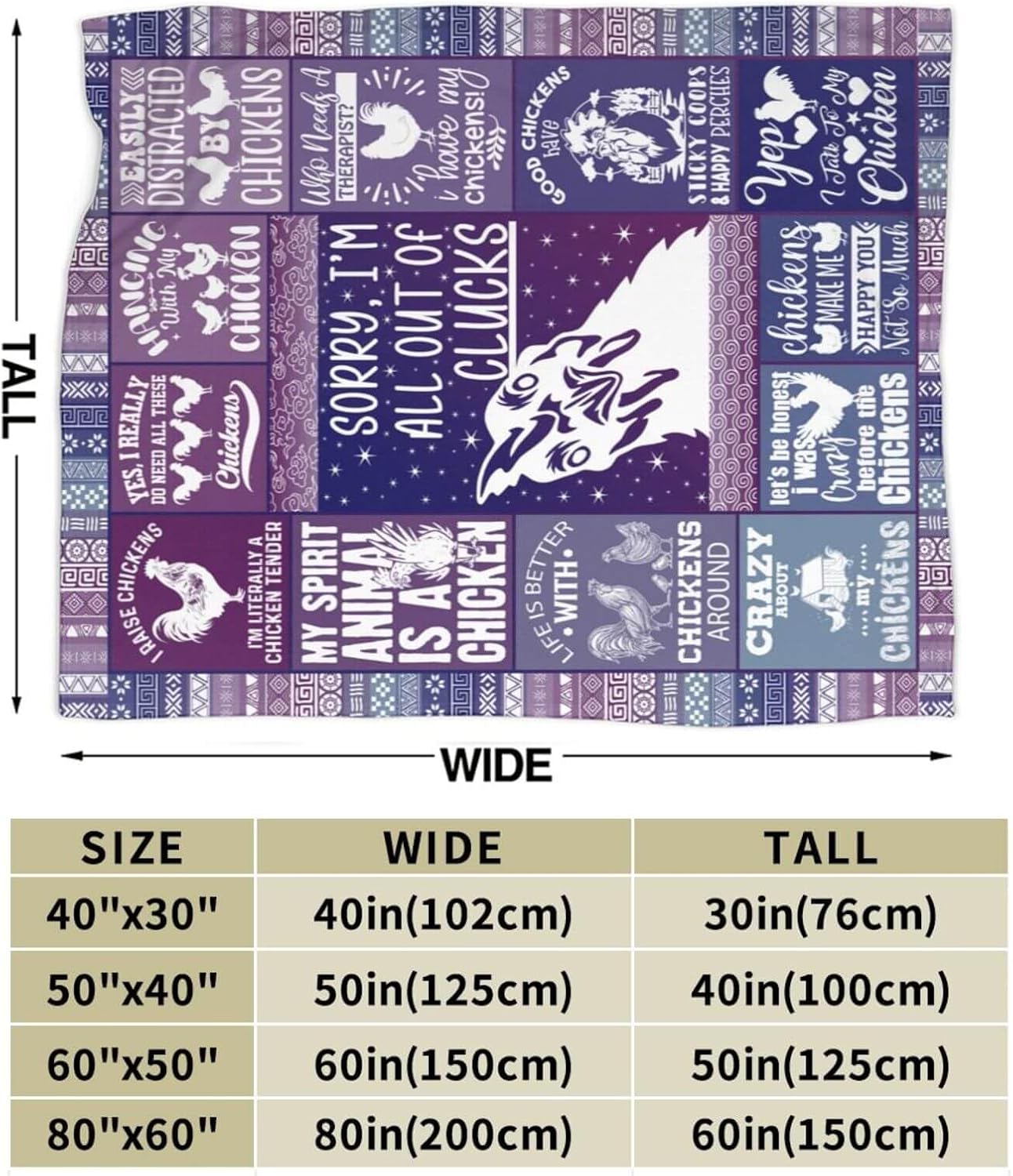 Chicken Blanket for Boys Girls, Cute Chicken Themed Design Printed Purple Throw Blankets for Kids Lap, Chair Sofa, Warm Soft Cozy Blanket, 40"x 50" - Image 3