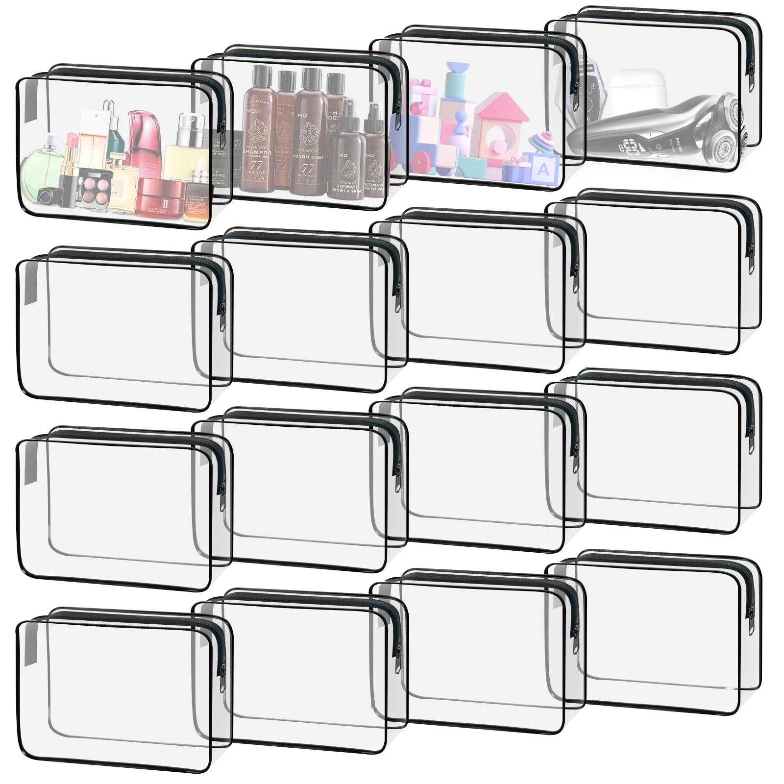 YedsIntu 16 Pack Clear Cosmetic Bags