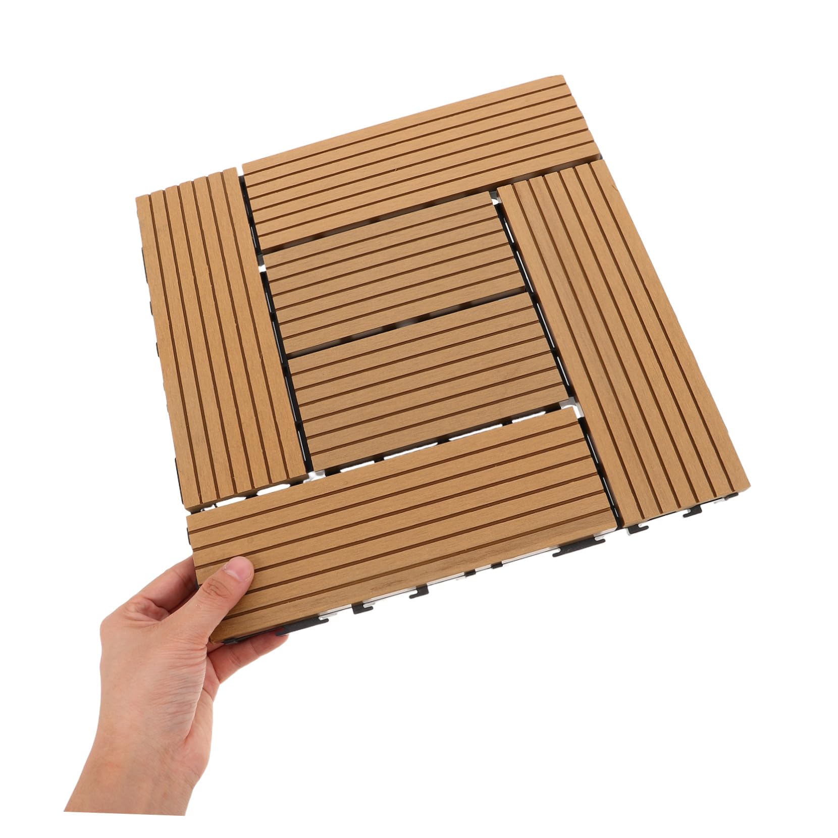 VILLCASE Dalles de Terrasse Clipsables Composite Résistantes Aux Intempéries Antidérapantes pour Balcon Jardin Patio DIY