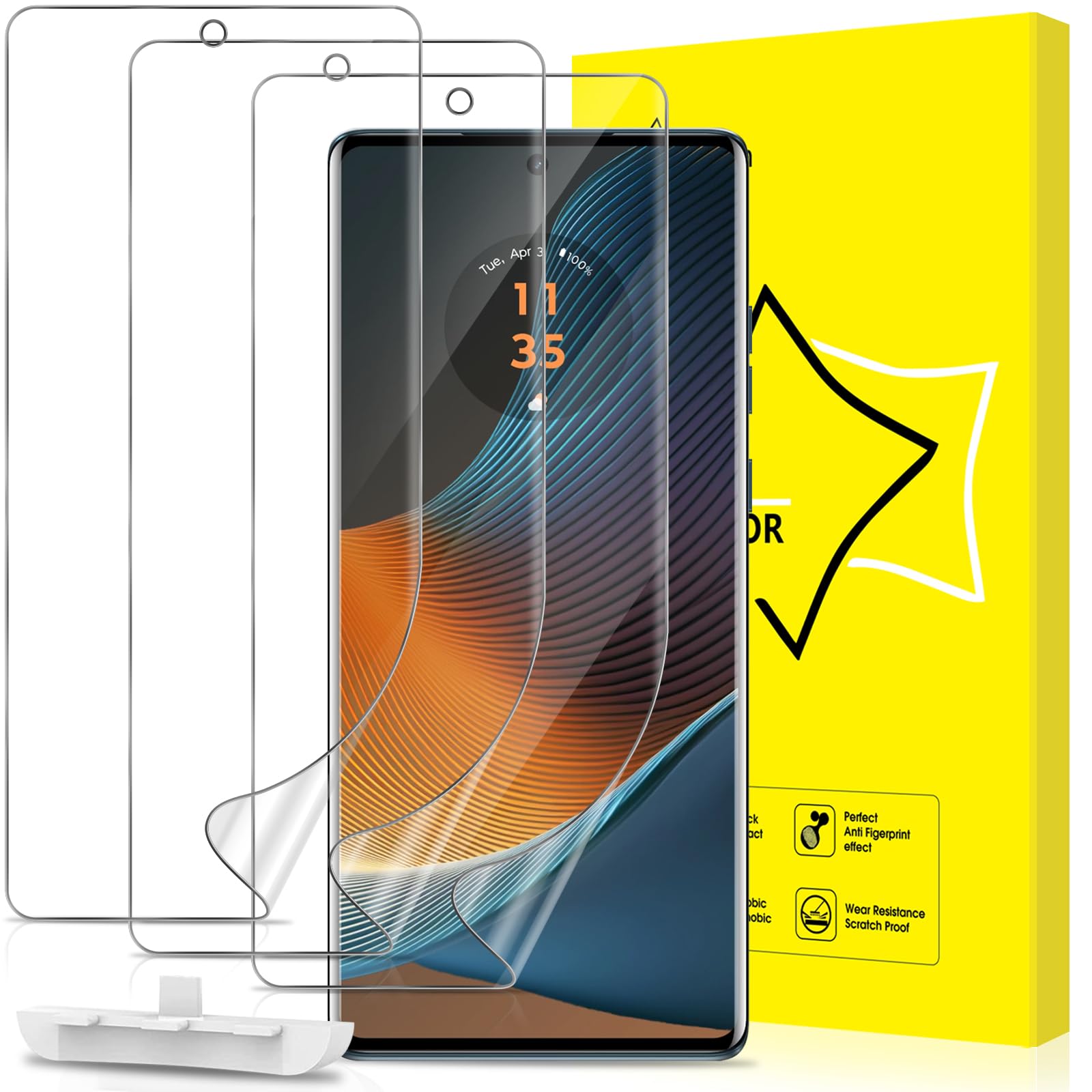 GiiYoon 3 PACK Screen Protector for Motorola Edge 50 Fusion Flexible TPU Film [Support Fingerprint Touch] [HD Full Coverage] [Easy Installation] [Scratch Resistant]