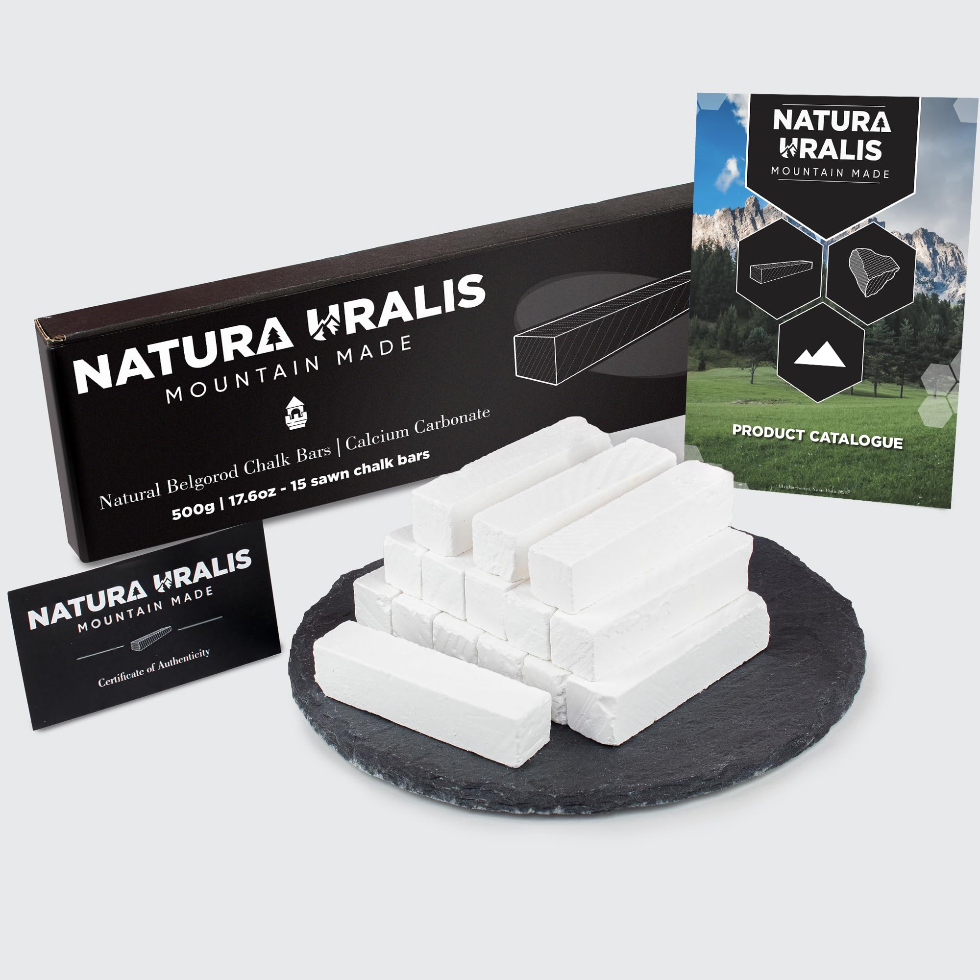 Natura Uralis Premium Belgorod Sawn Chalk | White Chalk Bars - Amazing Crunch, Satisfying Earthy, Velvety and Firm Texture, ASMR Sensation, Natural Calcium Carbonate (Large (500g))