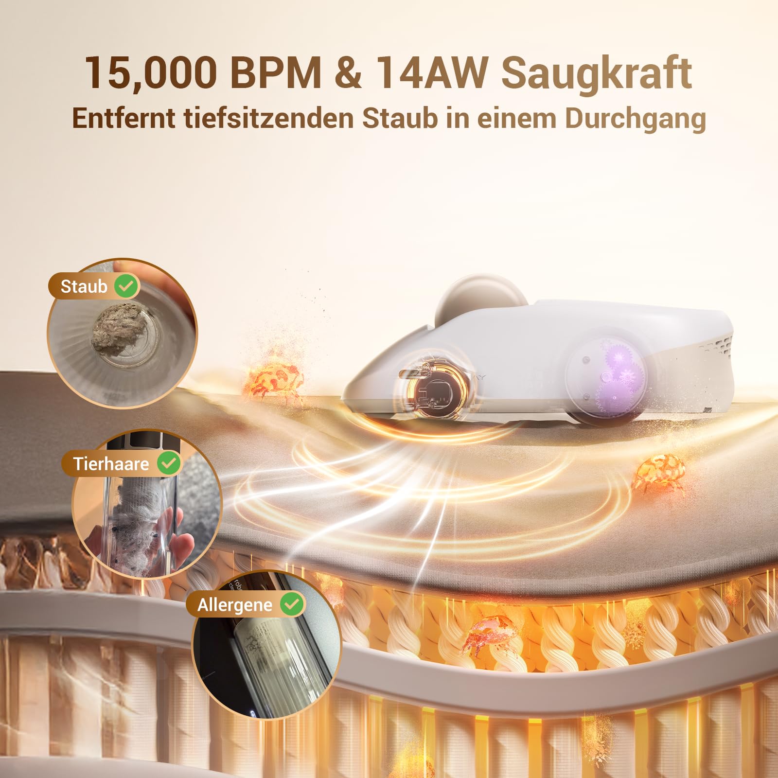CREATULIZE X1 Roboter Milbensauger für Matratzen mit UV-C Licht,HEPA-Filter