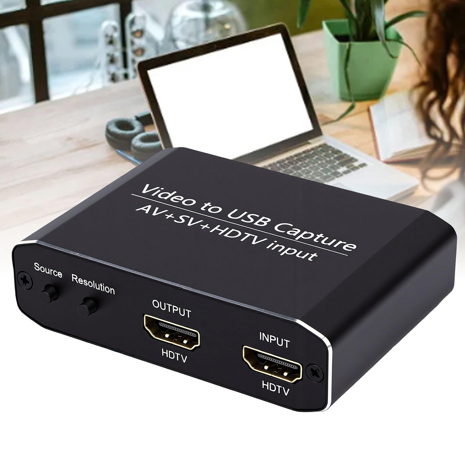 banapoy Convertidor Dispositivo Tarjeta Captura Video USB 3.0, Dispositivo Captura Transmisión para Creadores Contenido, Transmisores,Profesionales,Interfaz Multimedia AV S-Video HD