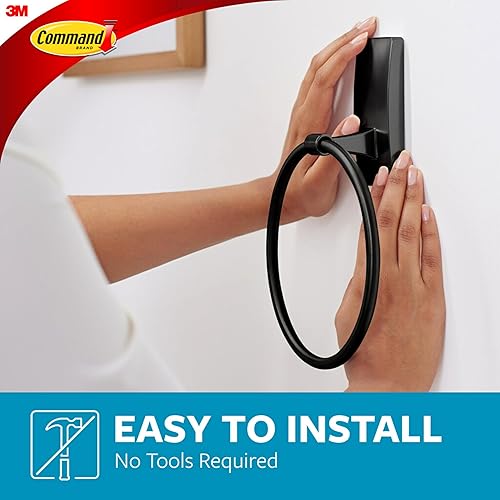 Miniatura 10 de Command Toallero de mano de níquel satinado con tiras Command resistentes al agua, organizador de baño resistente a la corrosión, soporta hasta 5