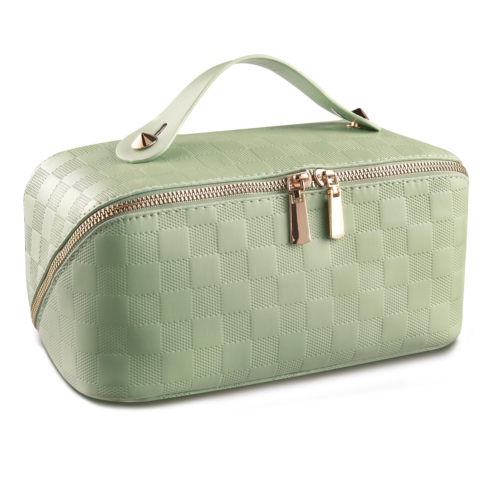 Abiudeng Travel Makeup Bag,Large Capacity Cosmetic Bags Toiletry Bag for Travel Essentials,Waterproof Portable Pouch Open Flat Makeup bag Organizer