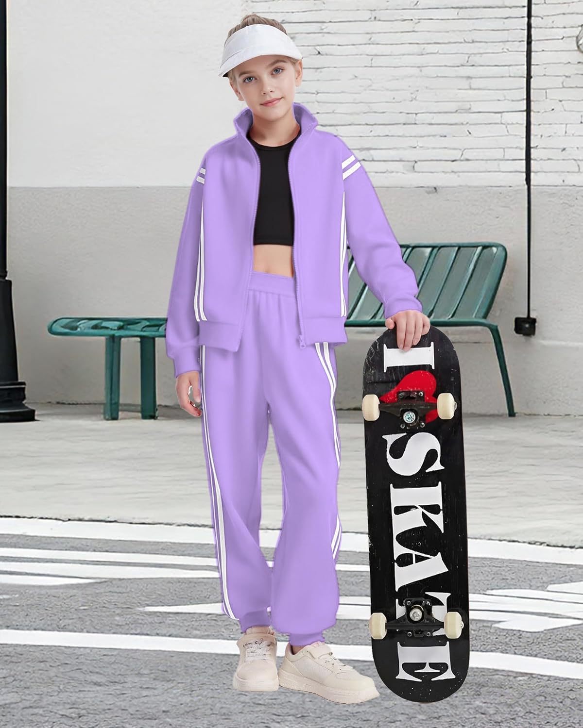 Girls Clothing Sets 2 Piece Outfits Athletic Sweatsuits Contrast Striped Jacket Jogger Sets Track Suits 5-14Y - Image 7