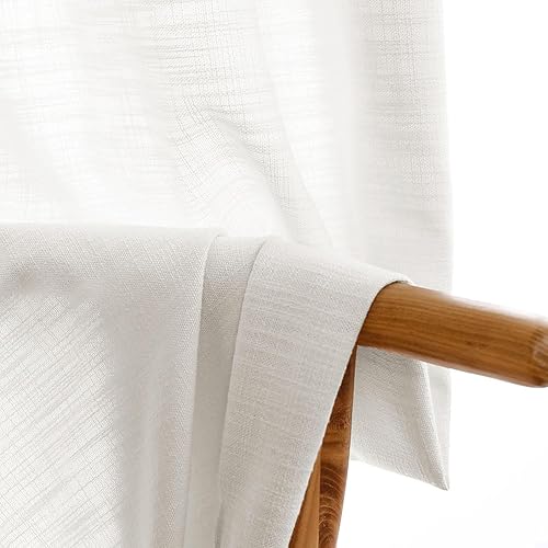 Miniatura 4 de Cortina plisada natural de lino para oscurecer la habitación, cortina para sala de estar, panel de tratamiento de ventana (2 paneles, 25 pulgadas de