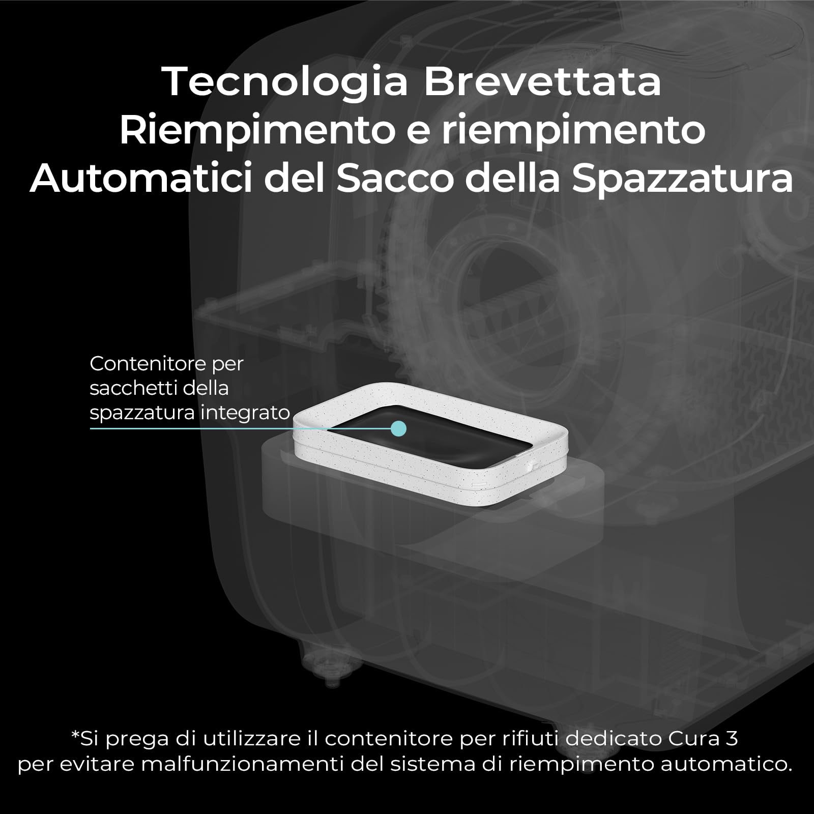 Amicura Cura3 Lettiera Gatto Autopulente Ricariche Sacchetti Biodegradabili Autosigillanti (2 Pezzi) - Compatibile Esclusivamente con Lettiera Autopulente Cura3