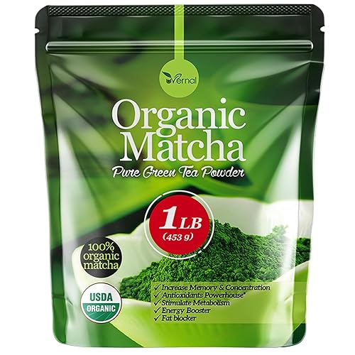 Té verde matcha orgánico en polvo 1 libra  Matcha 100 puro para licuados con leche y hornear fácil de mezclar